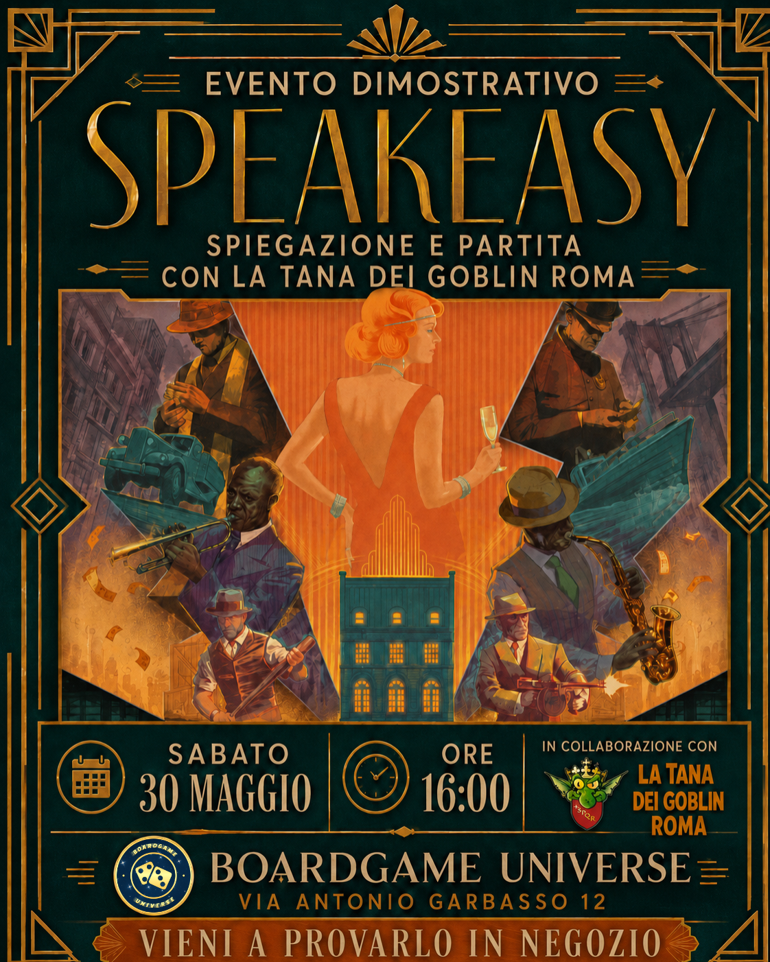 Evento Speakeasy con La Tana dei Goblin Roma da Boardgame Universe